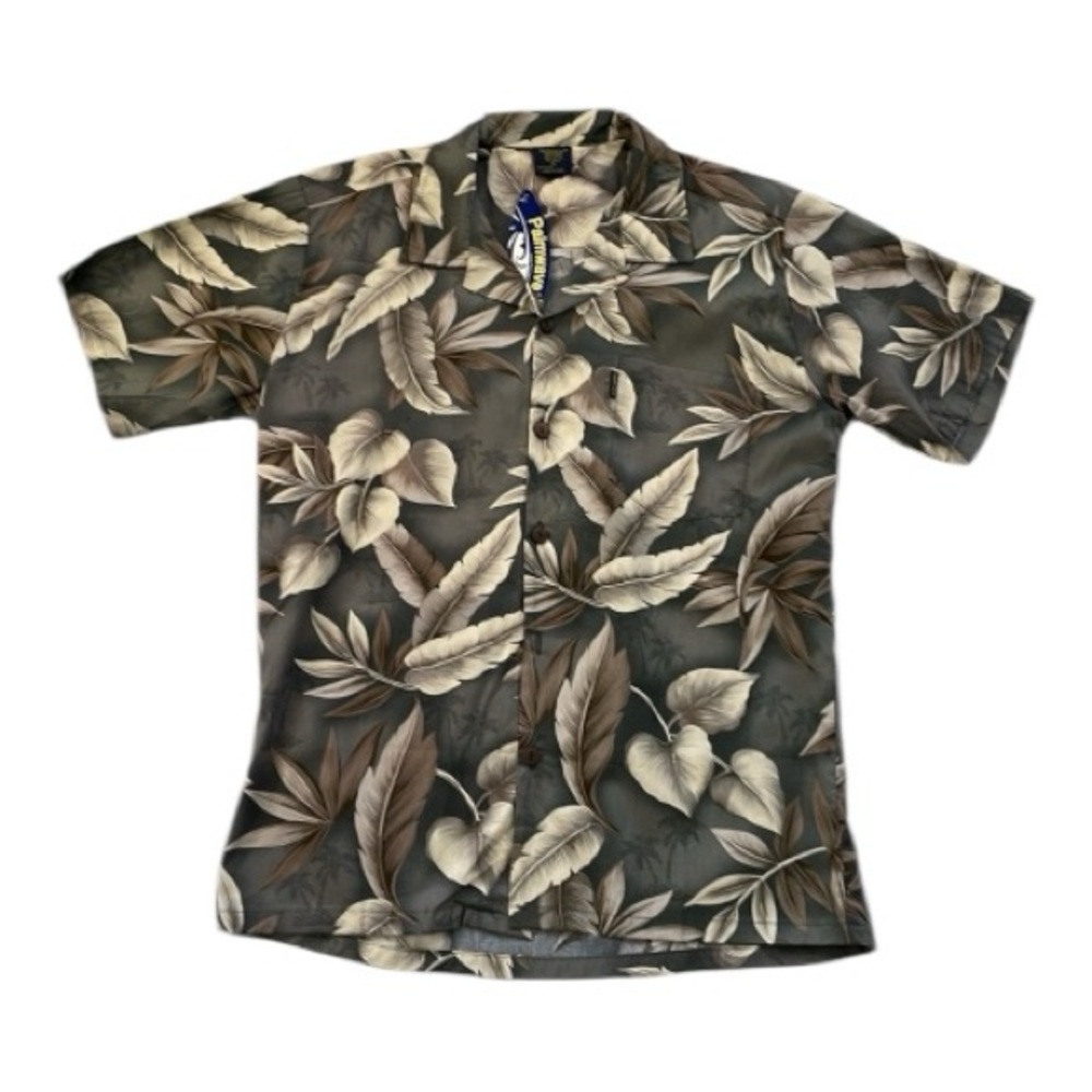 Palm wave Mens Short Sleeve Button-down Hawaiian shirt, size (medium)